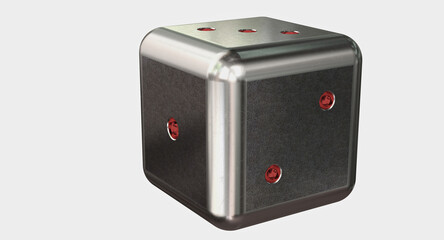 Obraz premium Metal dice.Isolated. White background. 3D Rendering.