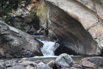 Outdoor hangout with friends. Forest and streams. Nature and awesome environment. 