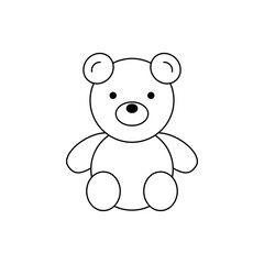 Teddy bear contour. Doodle style hand drawn toys. Outline drawing. Black and white image. Monochrome image. Children s cute toy. Coloring. Vector image