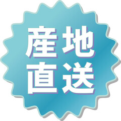 Obraz premium 「産地直送」の文字が描かれた青色の歯車アイコン