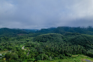 photo view of mountains and fog in thailand 