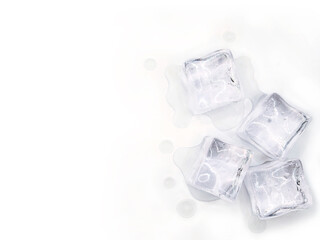 Ice cubes on white background. Crystal clear ice cubes on white background.