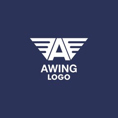 A WING LOGO, big letterr a and silhouette simple wing, vector illustrations