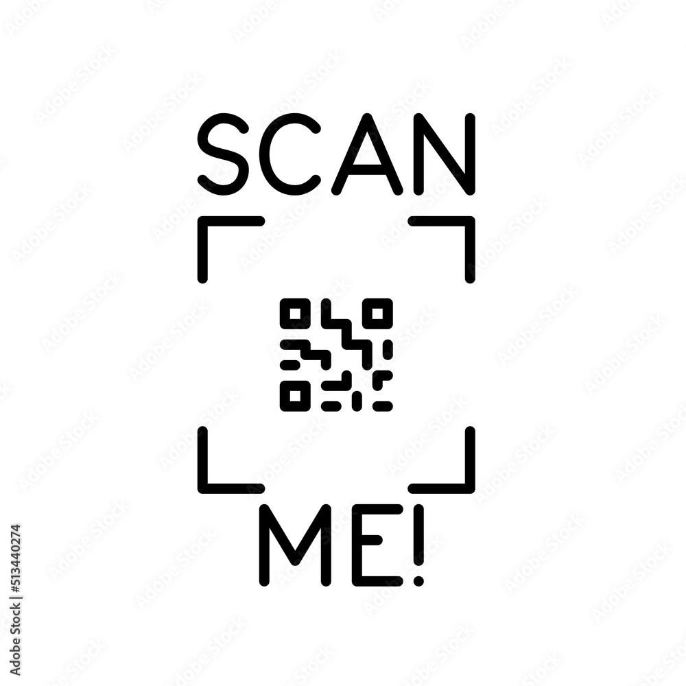 Poster scan me qr code. pixel perfect, editable stroke line icon
