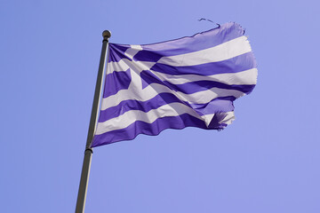 flag greek greece National state flag white blue on wind mat with blue sky
