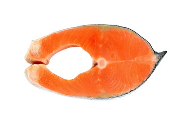 salmon, trout, steak, slice of fresh raw fish, isolated on white background, clipping path, full depth of field. red fish 