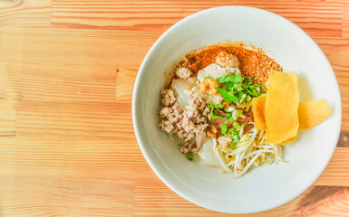 Thai Food Tom Yum Noodles, Yellow Noodles in a Cup