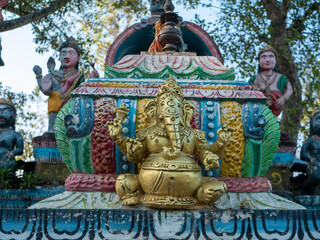 Ella, Sri Lanka - March 9, 2022: Sculpture of the god Ganesha in a Hindu temple