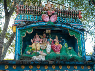 Ella, Sri Lanka - March 9, 2022: Sculptures of gods in a Hindu temple