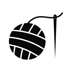 Yarn icon. sewing sign. A ball of yarn and knitting needles vector illustration.