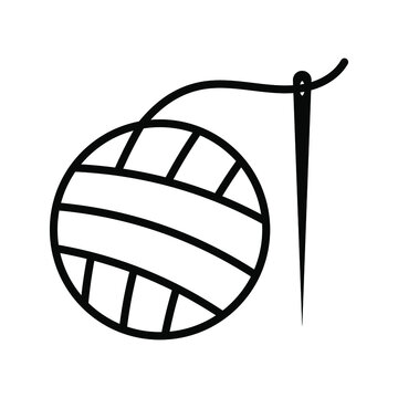 Yarn icon. sewing sign. A ball of yarn and knitting needles vector illustration.