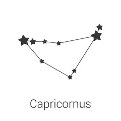 Capricorn sign constellation isolated vector icon on white background