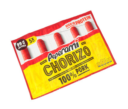 Peperami chorizo pork snack salami sausages in a pack of five