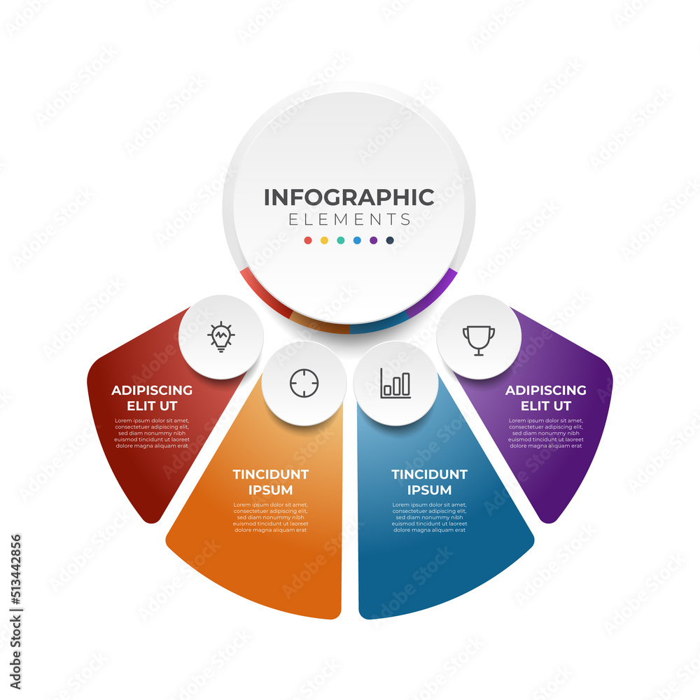 Poster 4 list of steps or sequence layout diagram, infographic element vector template