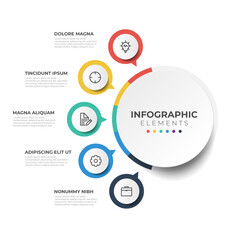 5 list infographic element vector template, steps or sequence layout diagram
