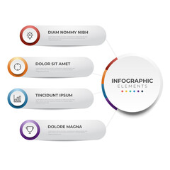 4 list infographic element vector template, steps or sequence layout diagram