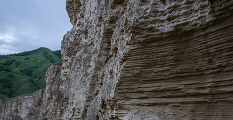 Bizarre forms of weathered sandstone in the mountains. The rocks are composed of sandstones and...