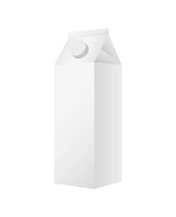 Cardboard rectangular high box maquette packaging for milk, juice and drinks, vector illustration on white background