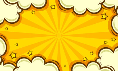 Fototapeta premium comic pop art yellow background with cloud illustration 