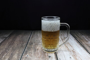 Organic herbal juice topping with hairy basil serving in the glass. High fiber and vitamin beverage.