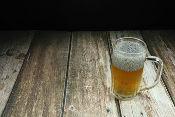 Organic herbal juice topping with hairy basil serving in the glass. High fiber and vitamin beverage.