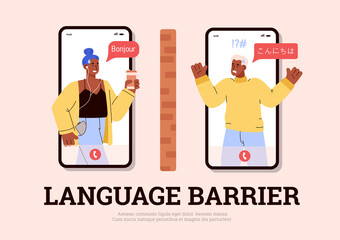 Banner about language barrier flat style, vector illustration