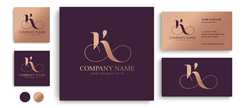 K letter monogram. Elegant luxury K logo. Calligraphic style. Vector design. Luxurious linear creative monogram.