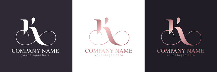 Fototapeta premium K letter monogram. Elegant luxury K logo. Calligraphic style. Vector design. Luxurious linear creative monogram.