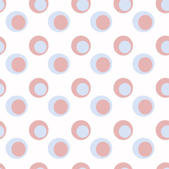 Seamless texture on a white background with an abstract pattern of circles in basic pastel colors. Textures for fabrics, paper