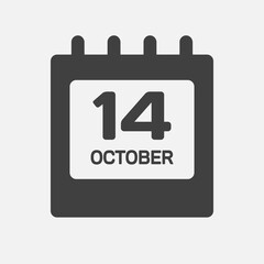 Icon page calendar day 14 October, template date