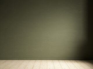 Blank green wall. 3d render illustration mockup.