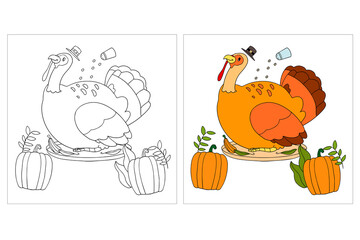 Hand Drawn Thanksgiving Coloring Pages for kids 2