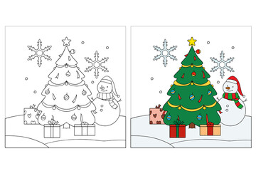 Hand Drawn Christmas Coloring Pages for kids 2