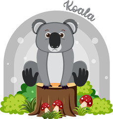 Cute koala in cartoon flat style