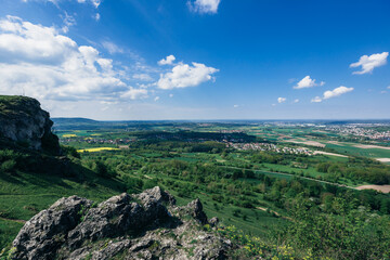 summer panorama of mountains in the Europe .