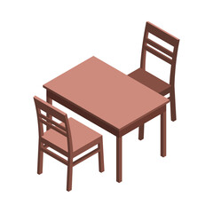 Isometric Wooden Kitchen Composition