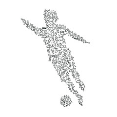 Fototapeta premium Icon with outline style is a set of soccer for design, vector illustration and flat design.