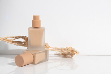 Obraz na płótnie Canvas mockup tube bottle for skin care cosmetic primer foundation cushion, product branding, cream lotion