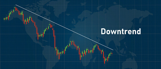 Downtrend bearish stock market candle stick chart going down loss