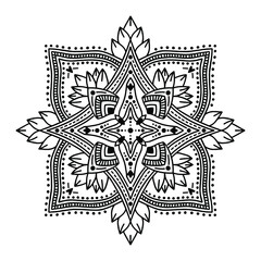 Hand drawing Mandala. Illustration for Henna, Mehndi, tattoo, decoration. Coloring book for adults.