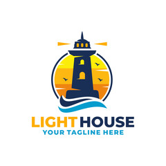 Light house logo vector illustration