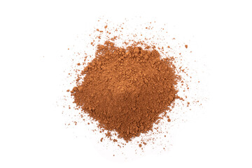 Pile of Cocoa powder or chocolate powder isolated on white