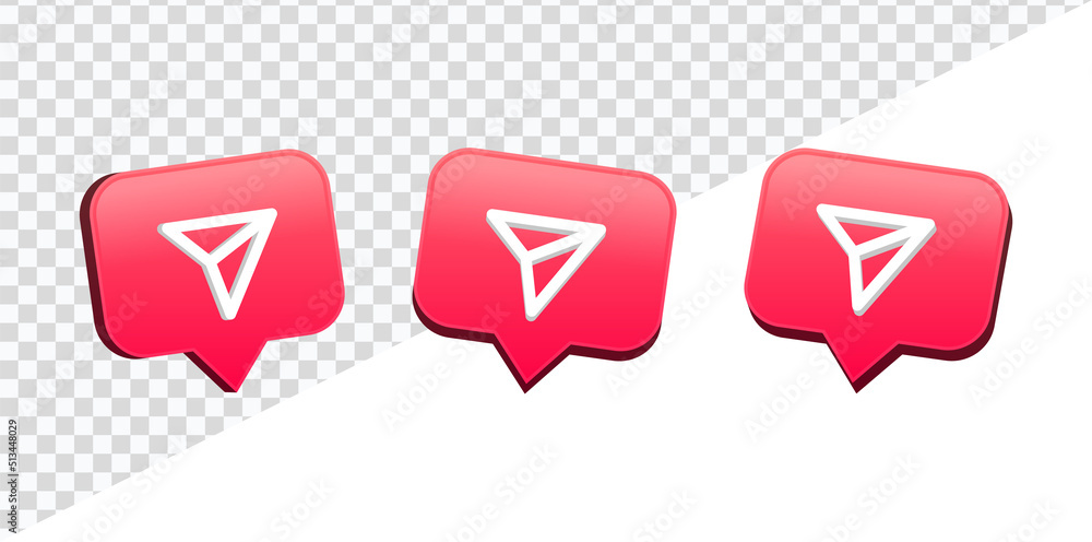 Poster 3d share in speech bubble icon, arrow direction send bubbles background, social media notification i