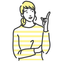人差し指で提案している女性
