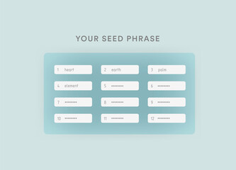Seed phrases, recovery words for restore and backup - list of words which store all the information needed to recover cryptocurrency funds on-chain