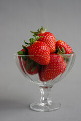 strawberries in a glass bowl