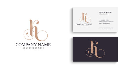 K letter monogram. Elegant luxury K logo. Calligraphic style. Vector design. Luxurious linear creative monogram.