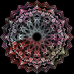 マンダラアート(カラフル、赤系、ボタニカル)