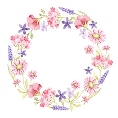 Fototapeta premium Round frame with flowers.Floral wreath