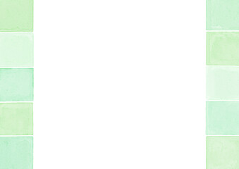 コピースペースのある水彩タイル柄左右フレーム10　緑色Ver